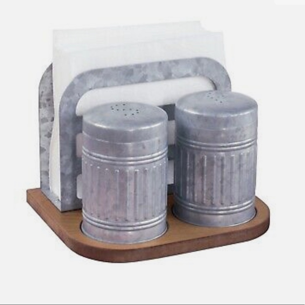 Better Homes & Gardens Farmhouse Galvanized Salt & Pepper Shaker Napkin Holder - Picture 4 of 4